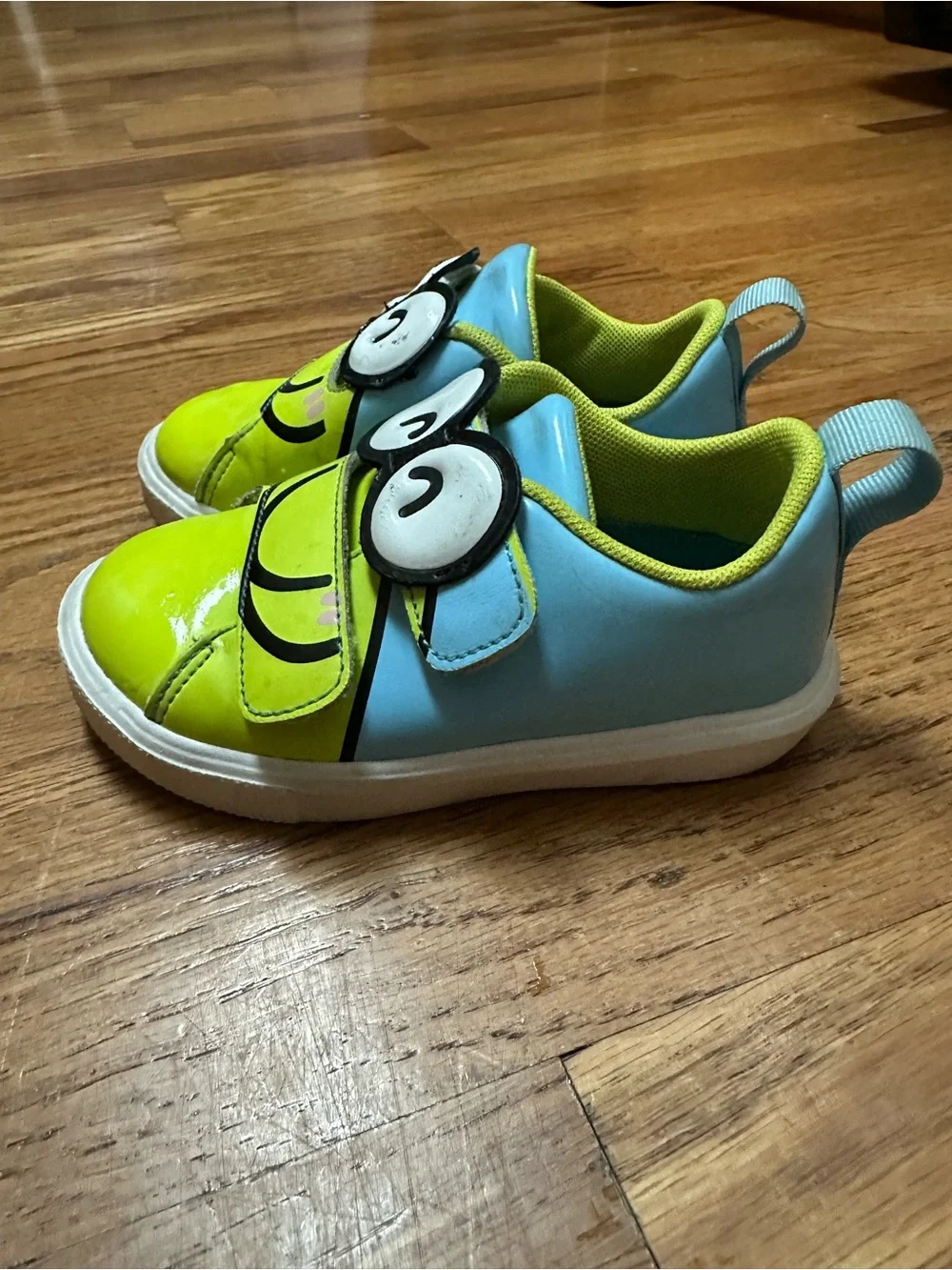 Native Kids Smiley Face Velcro Sneakers - Lime Green & Light Blue - Picture 6 of 8
